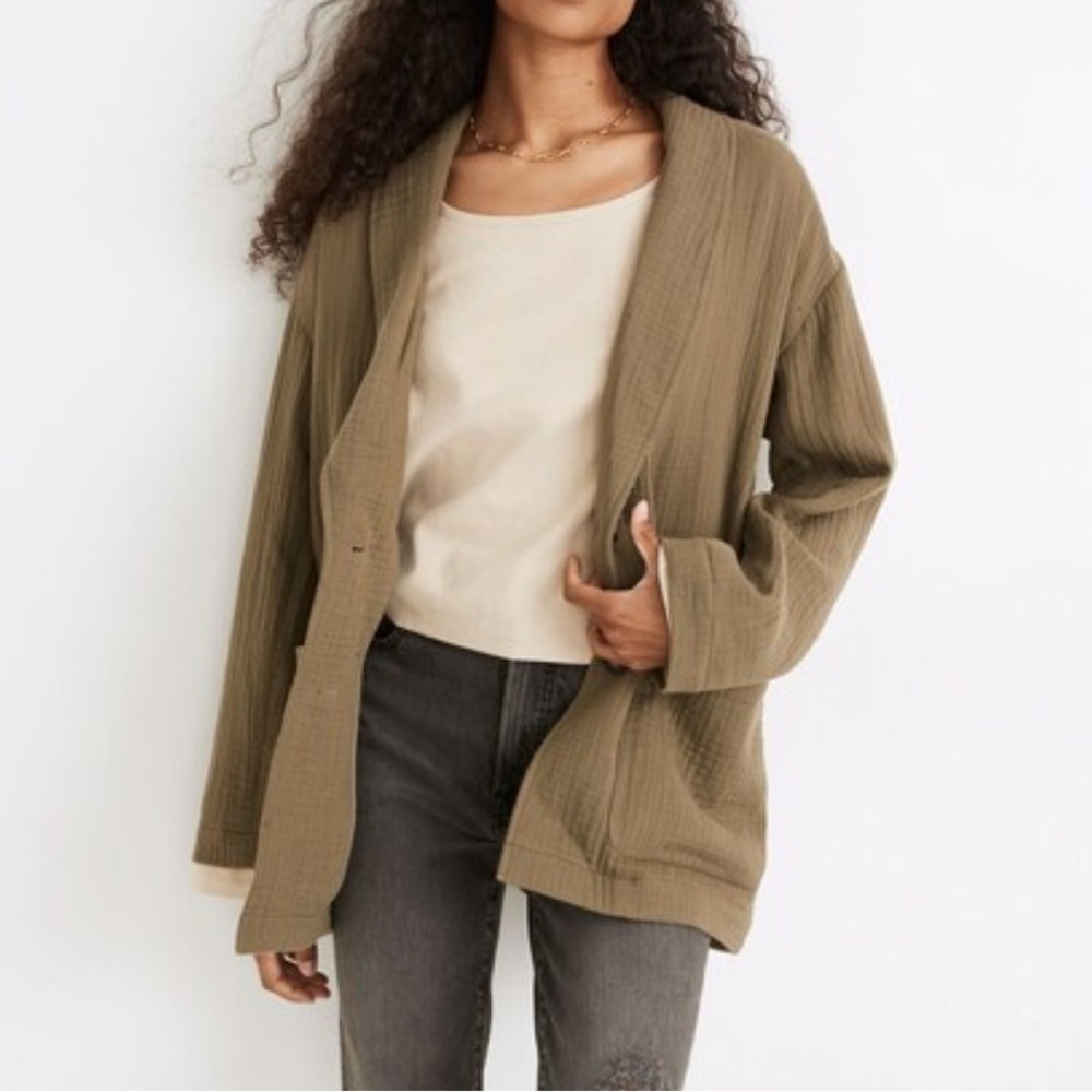 Madewell Lightspun Dorset Blazer Olive Green - Color: Distant Surplus - Picture 12 of 12